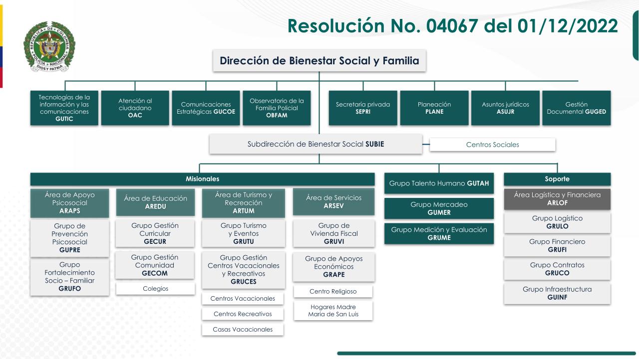 Organigrama Direcci&oacute;n de Bienestar Social y Familia