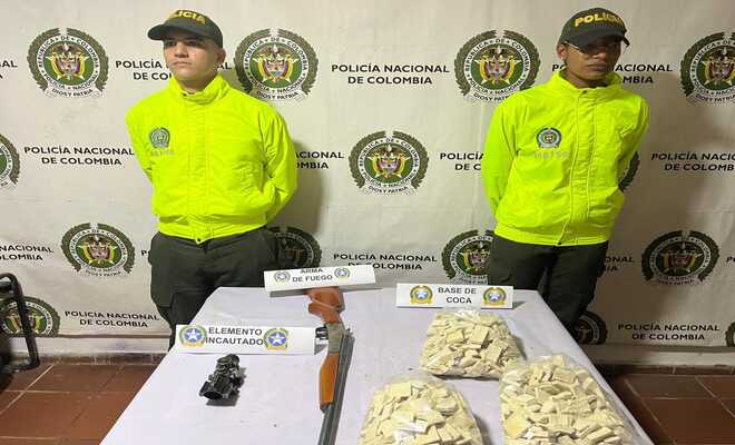 Incautan base de coca y un arma de fuego