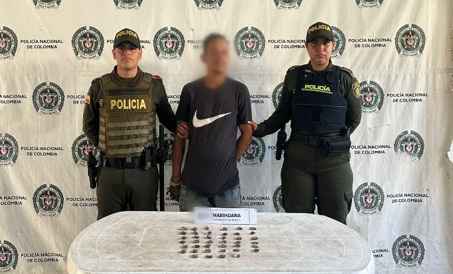 Hombre de 27 años fue capturado con 40 bolsas herméticas con marihuana. 