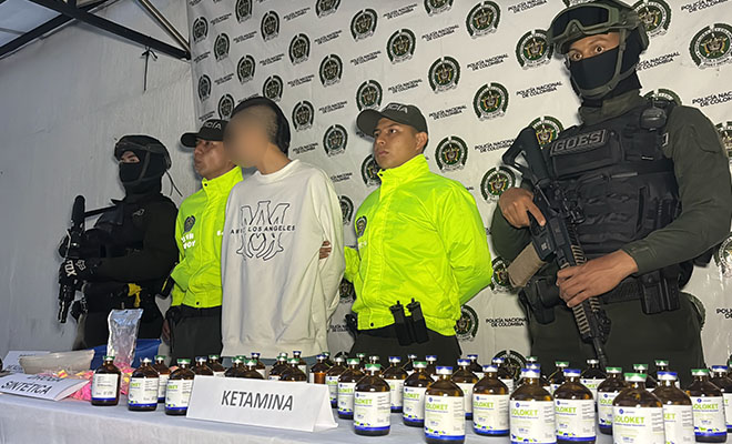 Junto al Gaula Militar se incautaron 56 frascos de ketamina y 1.700 dosis de pastillas sint&eacute;ticas
