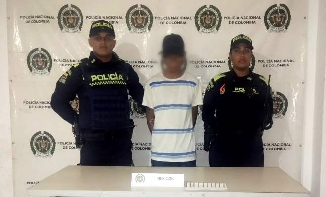 Capturado hombre de 24 años con 10 cartuchos calibre 22 sin percutir.