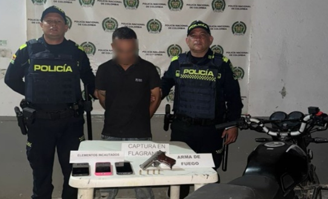 Capturado un hombre con arma de fuego y munición en operativo policial en Gamarra, Cesar