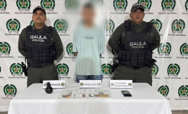 Capturado presunto integrante de &ldquo;Los Coste&ntilde;os&rdquo; con granada y panfletos extorsivos en Soledad