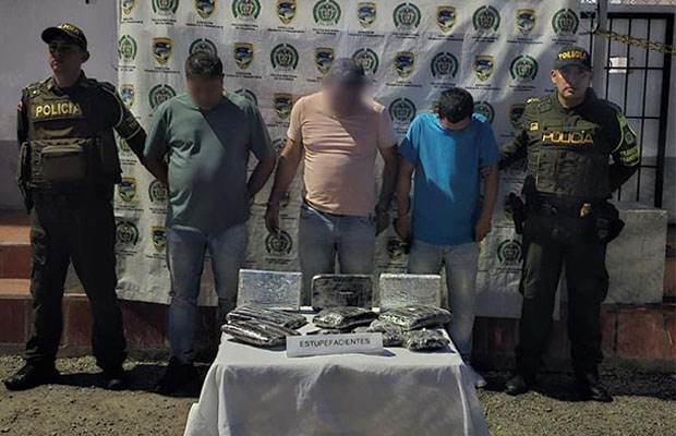 Capturadas tres personas por tráfico de estupefacientes en vía del Cesar