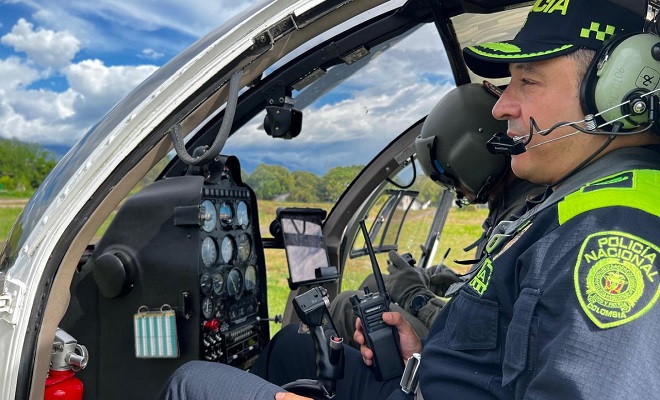 Con el apoyo de un helicóptero, Policía de Neiva fortalece su servicio en San Juan y San Pedro 
