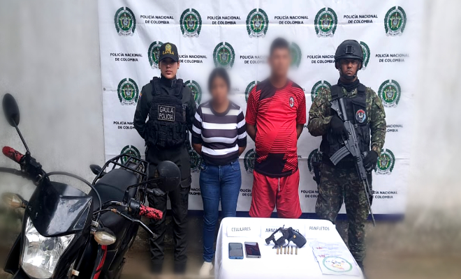 Capturan en flagrancia alias “Charrito” y alias “Inés”.