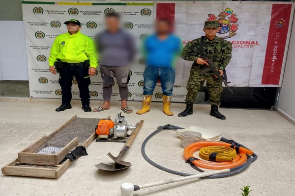 Capturadas dos personas por minería ilegal en el río Magdalena