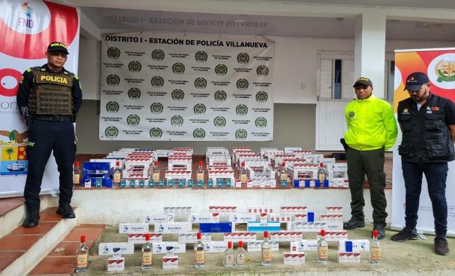 En Villanueva Policía incauta cigarrillos y licor