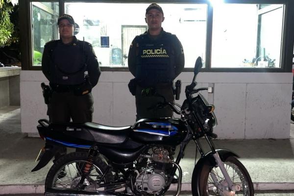Motocicleta recuperada en el barrio Sábanas del Valle
