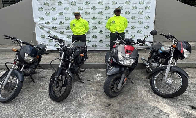 Operativo en las margaritas permite recuperación de motocicletas hurtadas