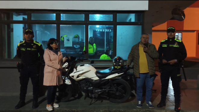 Gracias a una rápida reacción, uniformados del CAI Simón Bolívar lograron recuperar una motocicleta 