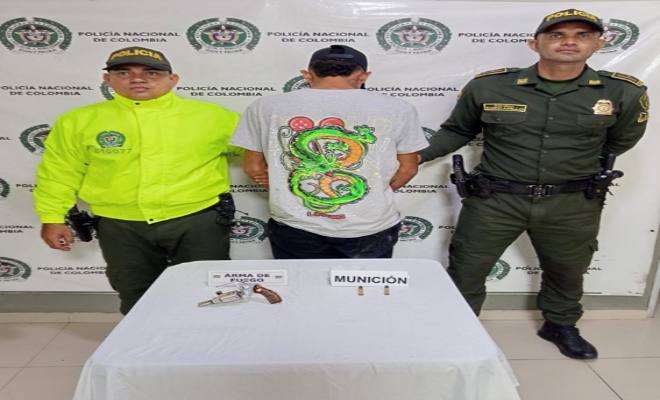 Durante un operativo de control en Bosconia, fue sorprendido un hombre de 22 años con un revólver calibre 38.