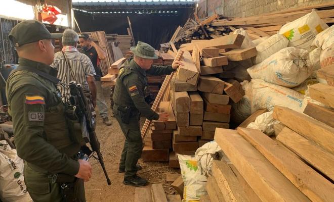 Policía de Carabineros incauta madera nativa en actividades de protección ambiental en Aguachica