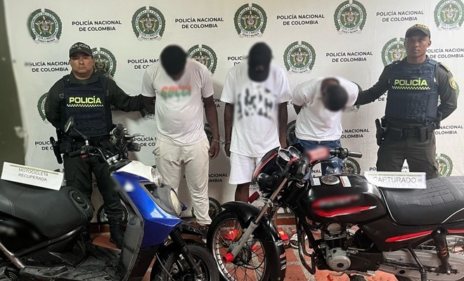 Tres capturados por hurto de motocicletas en Quibdó