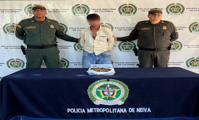 Policía en Neiva, captura hombre con aproximadamente 450 gramos de marihuana
