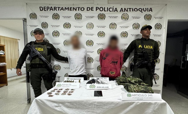 Capturados alias "El Zarco" y alias "Matraca", integrantes de un grupo  delincuencial en Betulia