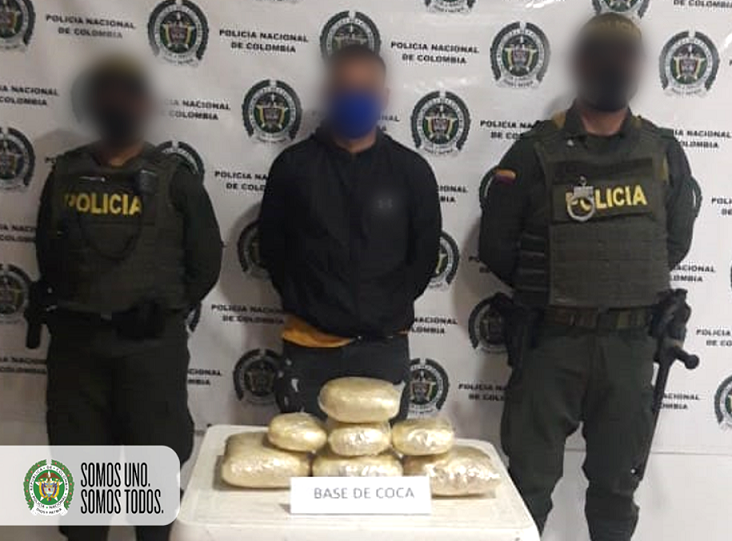 Una persona de 19 años capturada en flagrancia con 10 kilos de base de coca