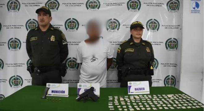 capturado con arma de fuego y estupefaciente