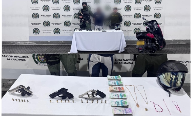 Motoladron capturado con armas dinero y joyas hurtadas
