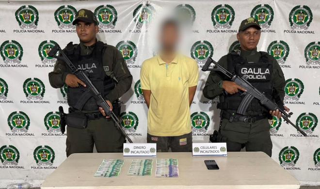 Momentos en que recibía dinero producto de una extorsión, es capturado presunto integrante del grupo delincuencial común organizado 'Los Costeños' en Barranquilla 