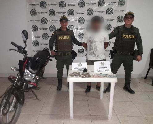 Una persona capturada en flagrancia con más de 480 dosis de marihuana