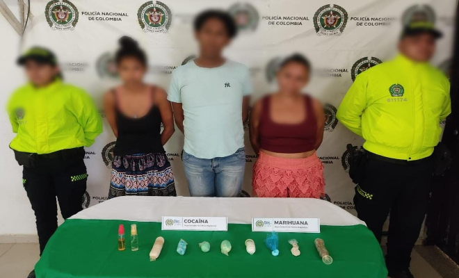 Dos mujeres y un hombre fueron capturados con 239 gramos de estupefacientes empaquetados en condones  