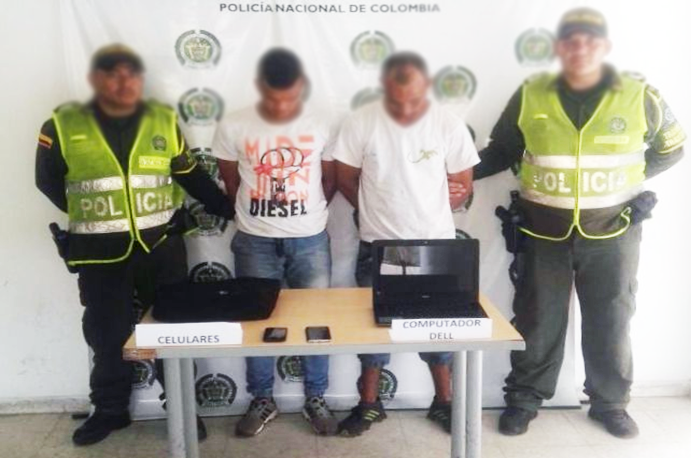 capturados-receptación-hurto elementos tecnologicos y celulares-SETRA-transito-Zona Bananera-Magdalena