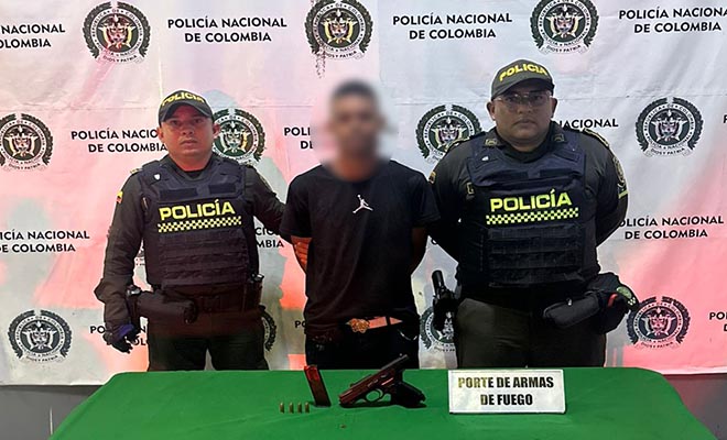 La Policía Nacional en la Metropolitana de Barranquilla capturó en flagrancia a un ciudadano por porte ilegal de armas de fuego