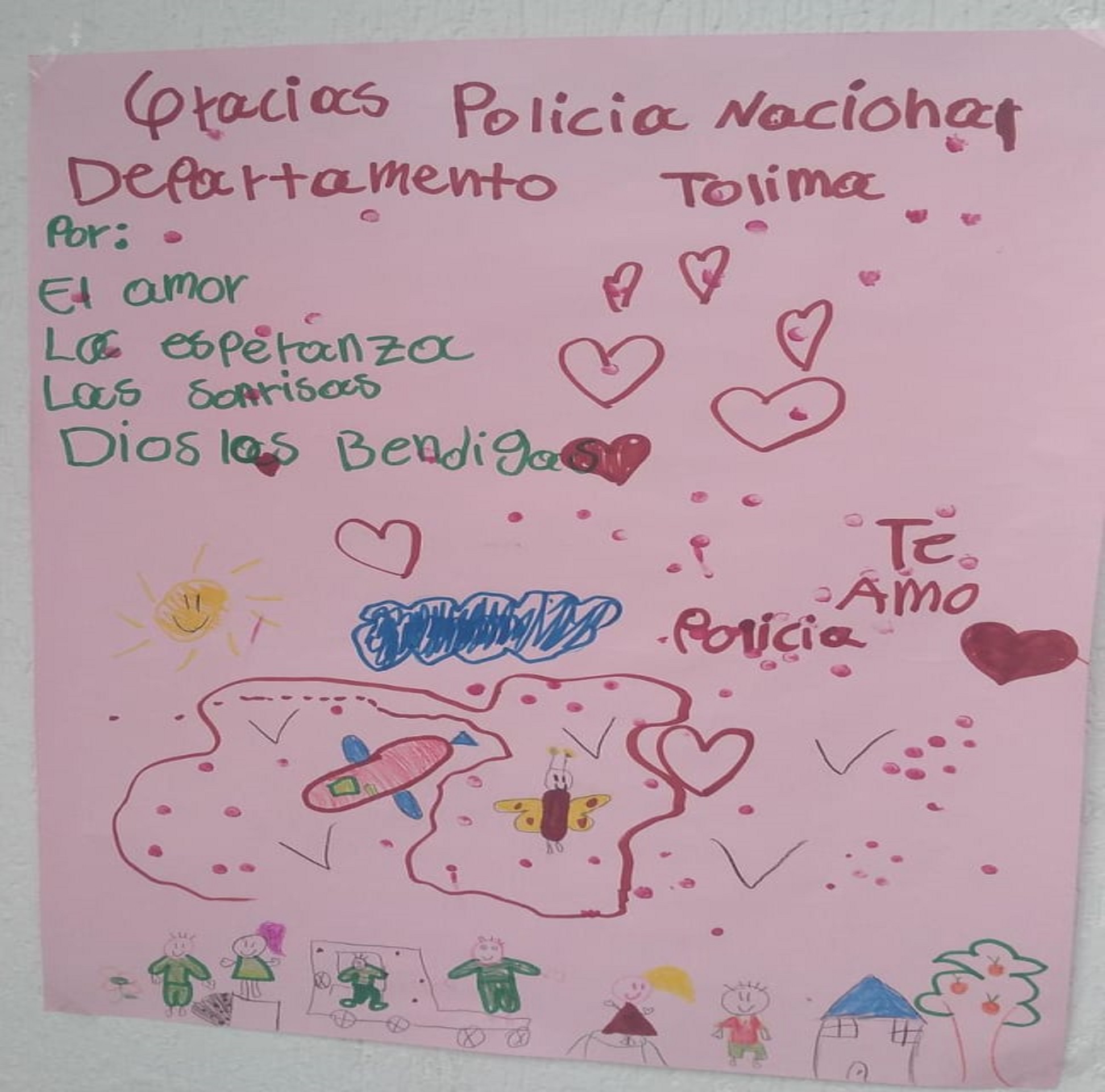 Niños de Purificación Tolima le escriben cartas a los Policías