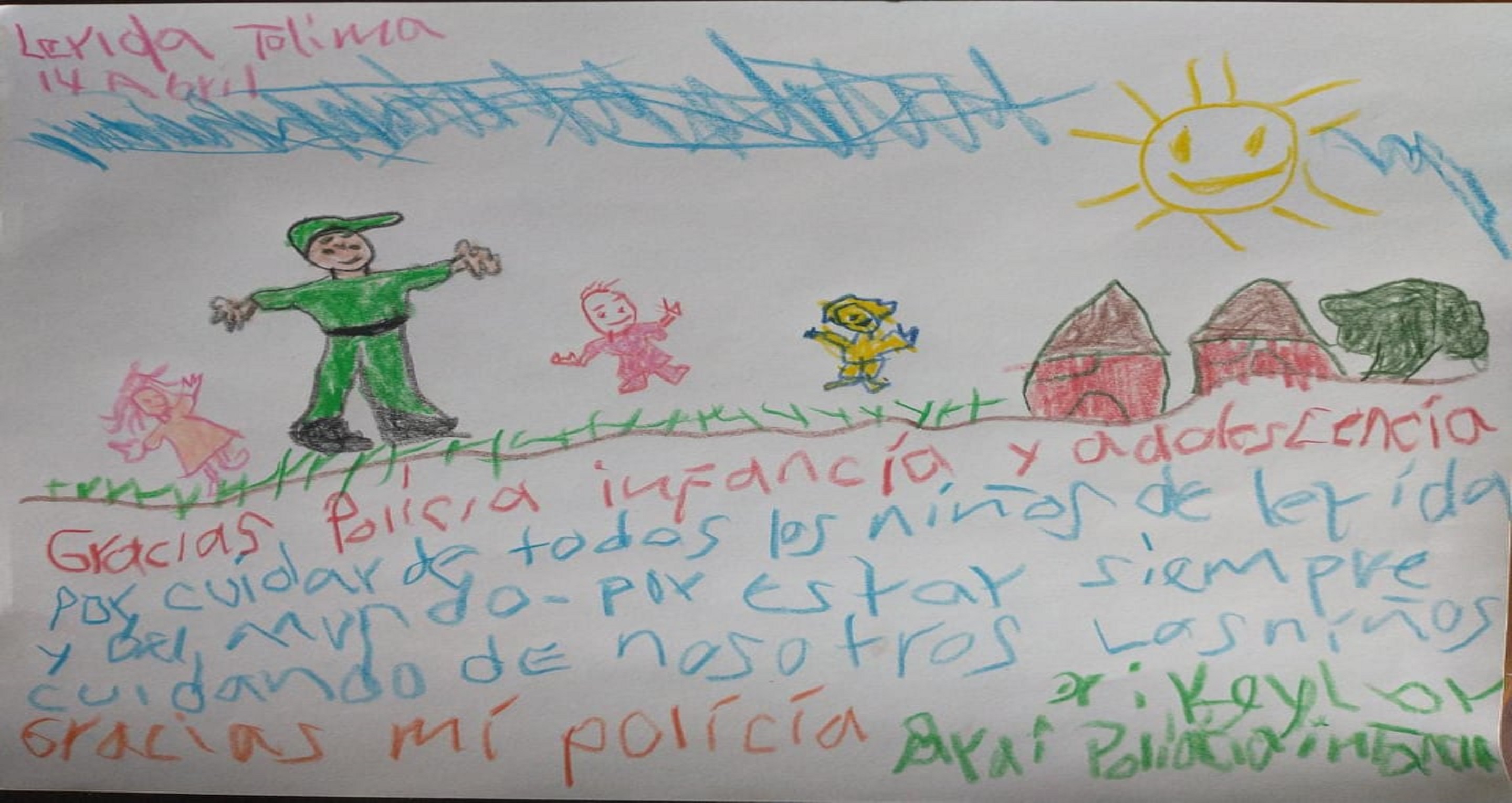 Niños de Purificación Tolima le escriben cartas a los Policías