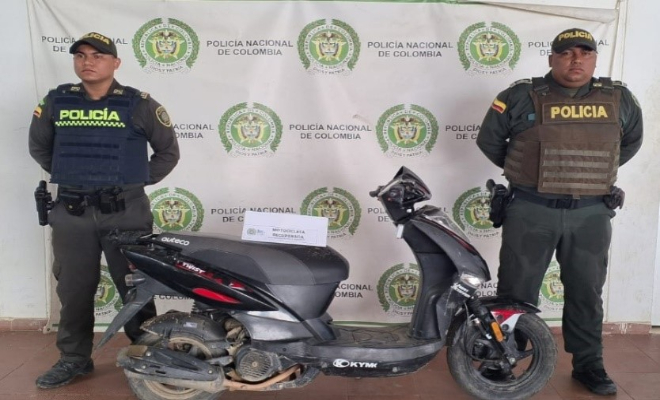 Moto recuperada en Santa Barbara de Pinto