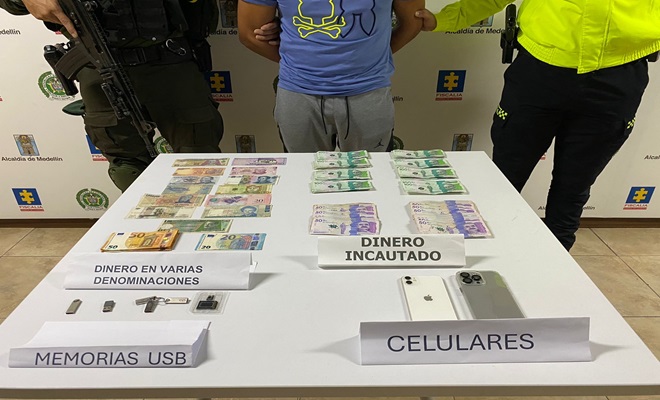 Dinero en efectivo, memorias, y celulares incautados 