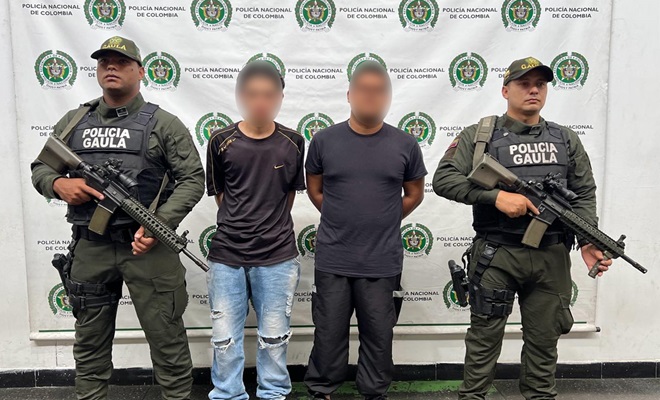 En Medellín, dos hombres requeridos por extorsión y desplazamiento forzado fueron capturados por el GAULA.