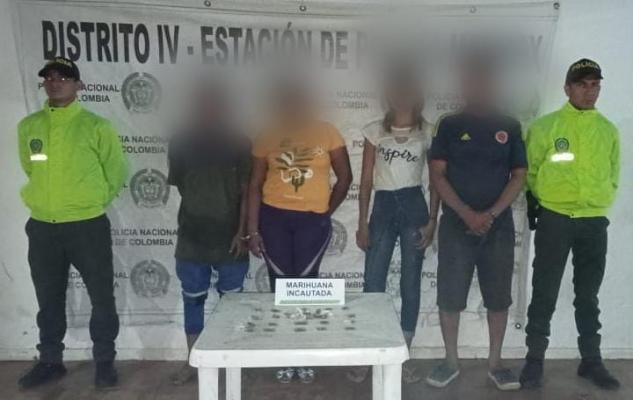En Mompox la Policía Nacional capturó a cuatro personas presuntamente dedicadas al expendio de sustancias alucinógenas