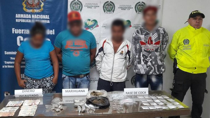 cuatro capturados por tráfico de estupefacientes