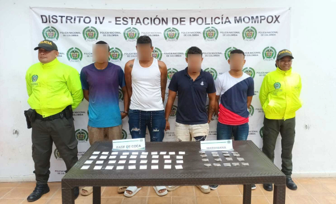 Capturados cuatro hombres que vendían drogas a domicilio en la Depresión Momposina