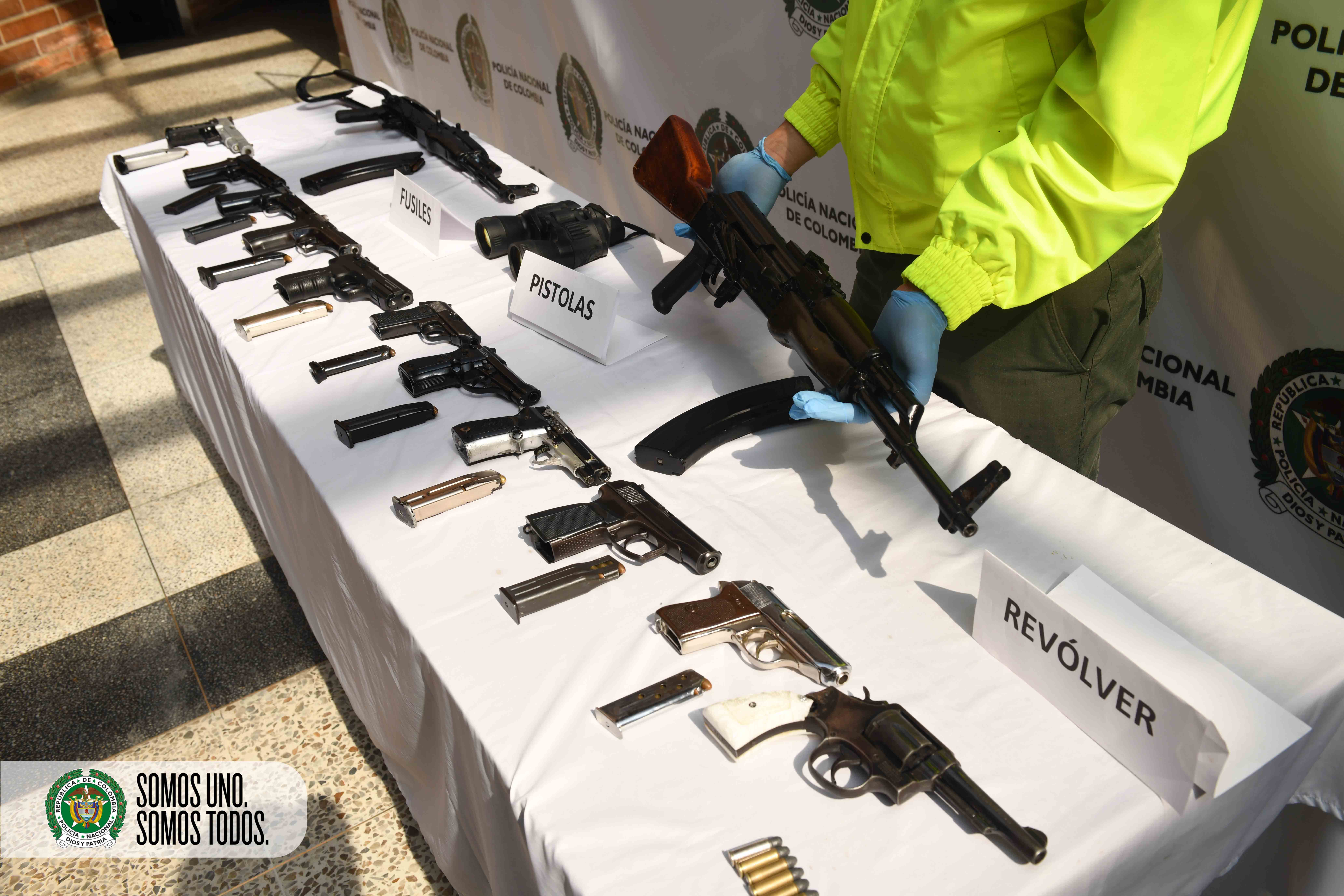 Armas de fuego incautadas en el municipio de Bello Antioquia