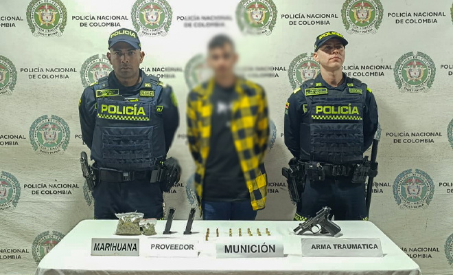 Capturado alias "Rodríguez" en Pereira con arma traumática, munición y estupefacientes
