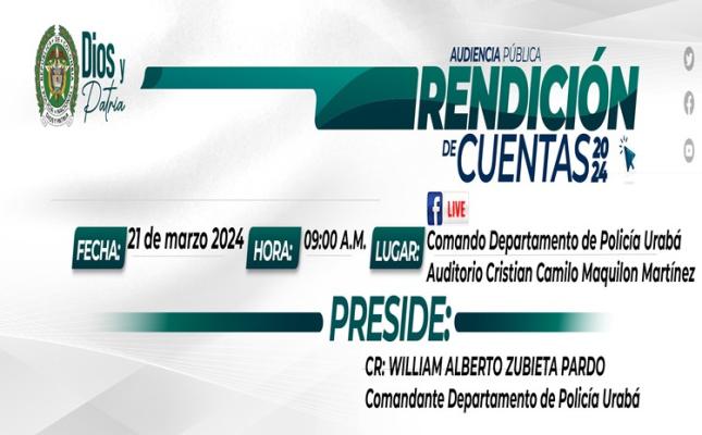 Rendición de Cuentas Departamento de Policía Urabá año 2023