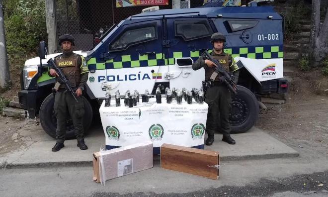incautación de 46 granadas de fragmentación casera