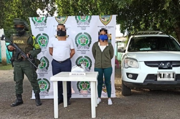 Capturamos  a dos personas con más de 3.000 gramos de coca en Curumaní