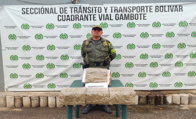 Policía de Bolívar detiene encomienda con 2 Kilos de Marihuana en la ruta de San Onofre a Cartagena