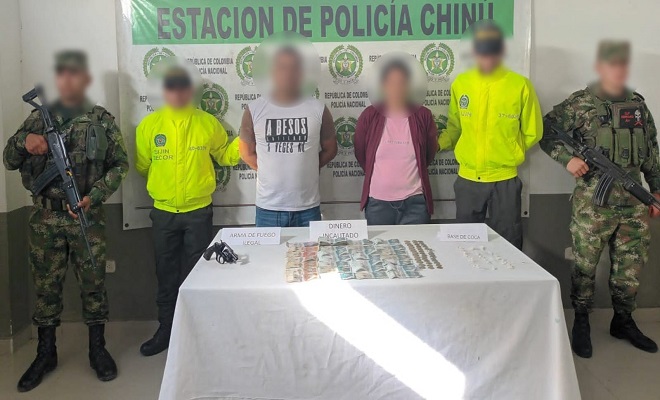 Plan Cazador permite la captura de dos personas, por porte ilegal de armas de fuego y tráfico de estupefacientes en Chinú