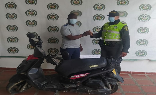 Recuperamos una motocicleta que fue hurtada en Quibdó.