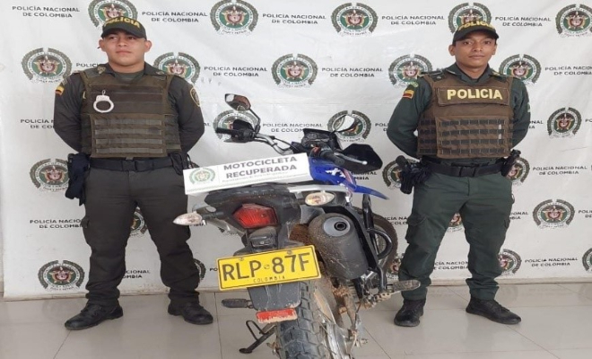 Moto recuperada en El Banco