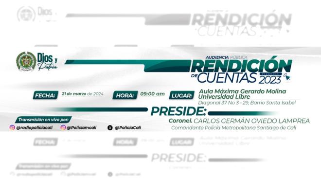 La Policía en Cali hará rendición de cuentas mediante audiencia pública ante la ciudadanía