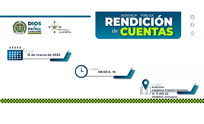 Invitación a la rendición de cuentas vigencia 2022 del Departamento de Policía Antioquia