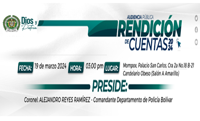 Rendición de cuentas vigencia 2023 Departamento de Policía Bolívar
