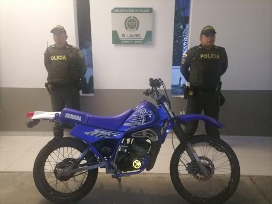Se logra la recuperación de una motocicleta en Quimbaya 