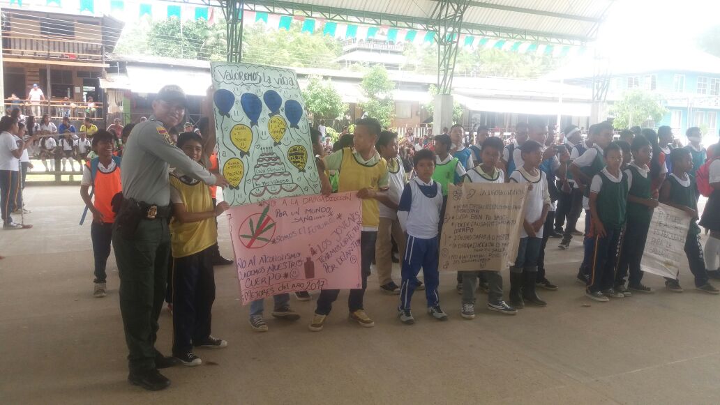 Policía Nacional rechaza las drogas ilícitas a través del deporte. 